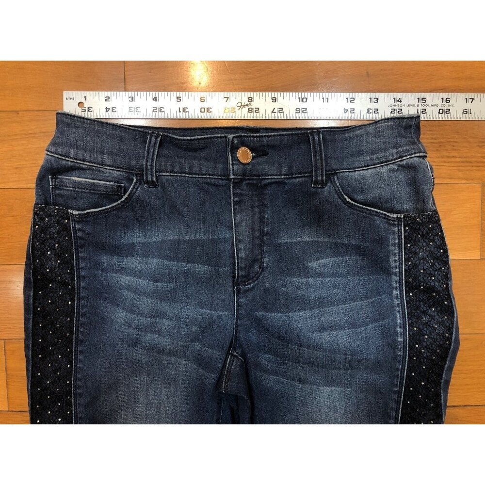 Black Label by Chico's Straight Leg Mid Rise Lace Rhinestone Ankle Jeans Size 00 - Picture 5 of 10
